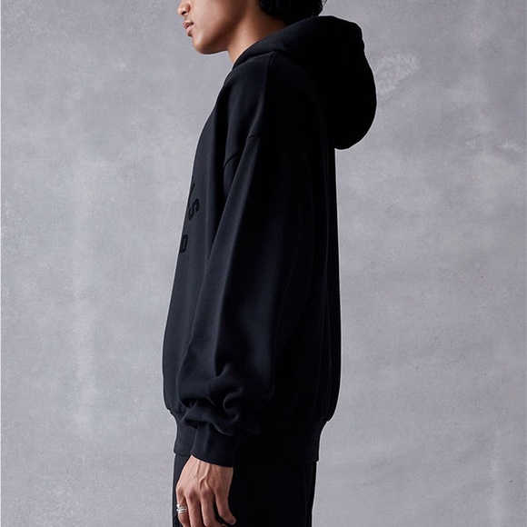 Fear of God Essential Jet Black Hoodie Mens Size Large NWT - Picture 8 of 13